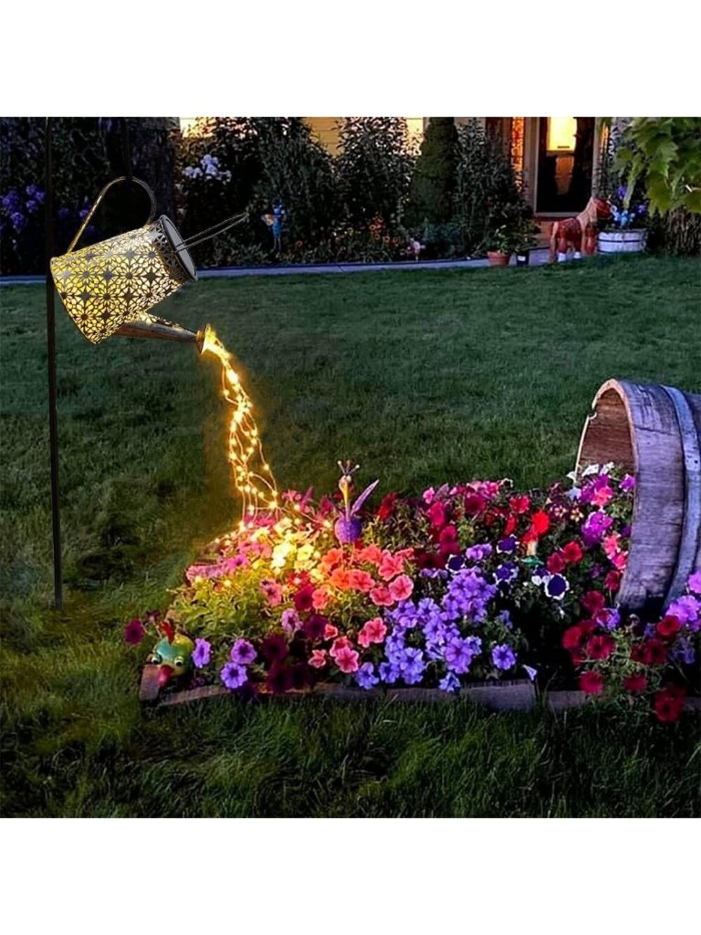 Large Retro Solar Watering Can Lights - Waterproof Outdoor Decor for Garden
